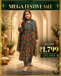 Rama Green Cotton 3-Piece Angrakha Neck Suit Set