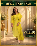 Lemon Green Embroidered 3-Piece Suit Set with All-Over Motifs