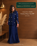 Navy Blue Cotton Silk Coord Set with Zardozi-Embroidered Shirt