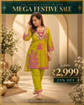 Vibrant Green & Purple Mirror Work Co-ord Set