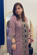 Mauve Kurti with Ajrakh Patchwork & Mirror Detail