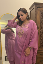 Mehndi Green/Mauve Cotton 3-Piece Suit Set (Two Color Options)