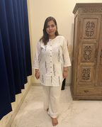 White Hand-Painted Cotton Co-ord Set