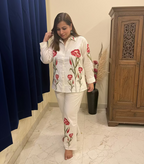 White Embroidered Cotton Shirt Co-ord Set