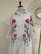 White Embroidered Cotton Shirt Co-ord Set