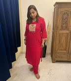Fuchsia Pink Embroidered Co-ord Set with Mirror Work