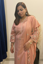 Peachy Nude Embroidered 3-Piece Suit Set