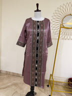 Mauve Kurti with Ajrakh Patchwork & Mirror Detail