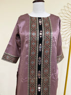 Mauve Kurti with Ajrakh Patchwork & Mirror Detail