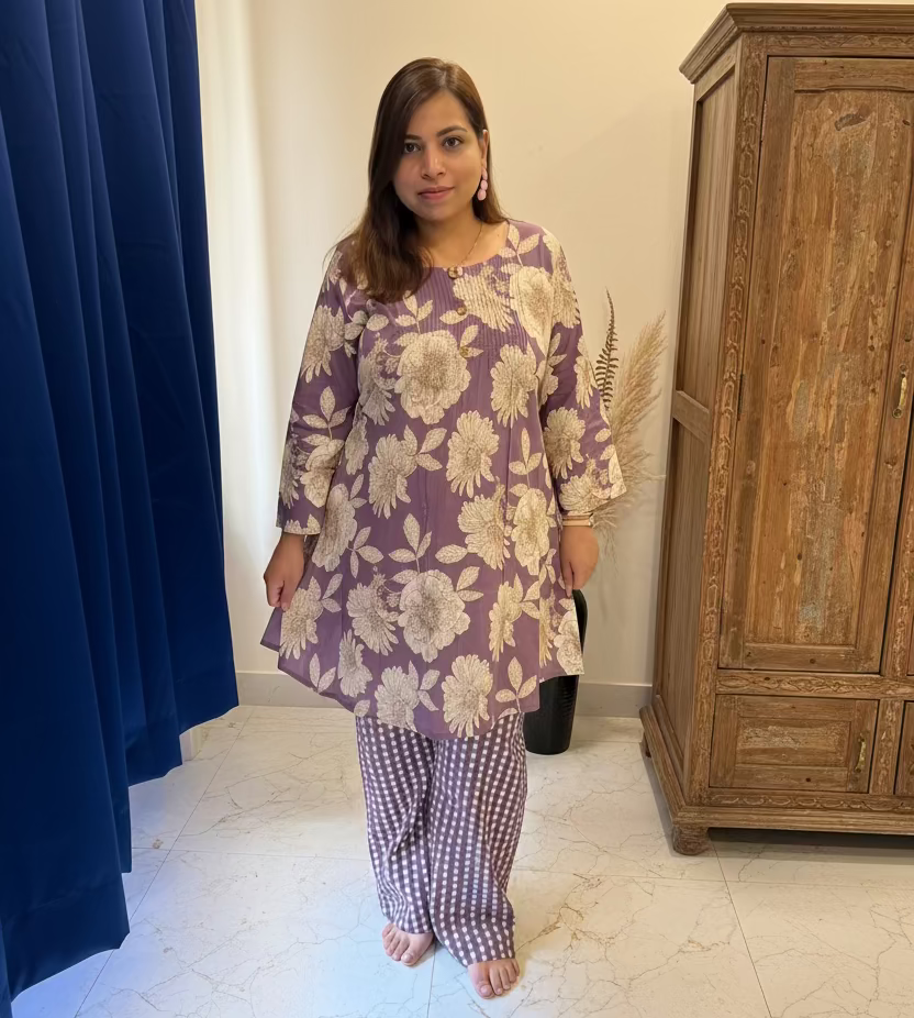 Purple Printed Cotton Co-ord Set