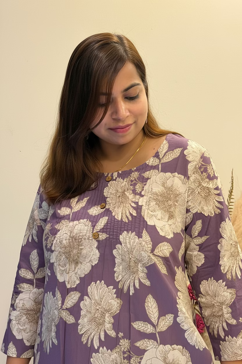 Purple Printed Cotton Co-ord Set