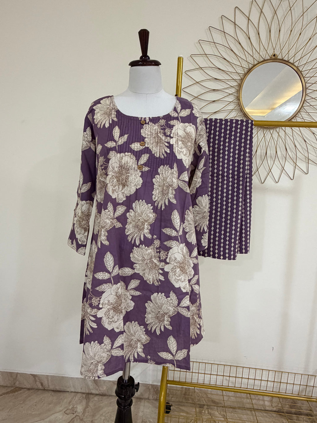 Purple Printed Cotton Co-ord Set