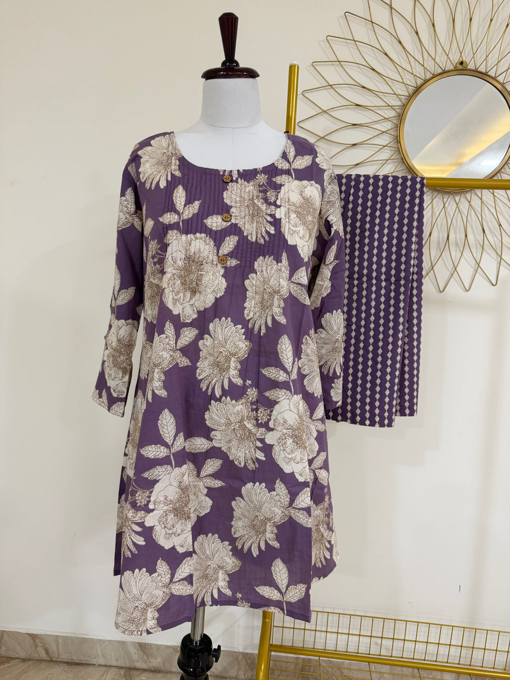 Purple Printed Cotton Co-ord Set