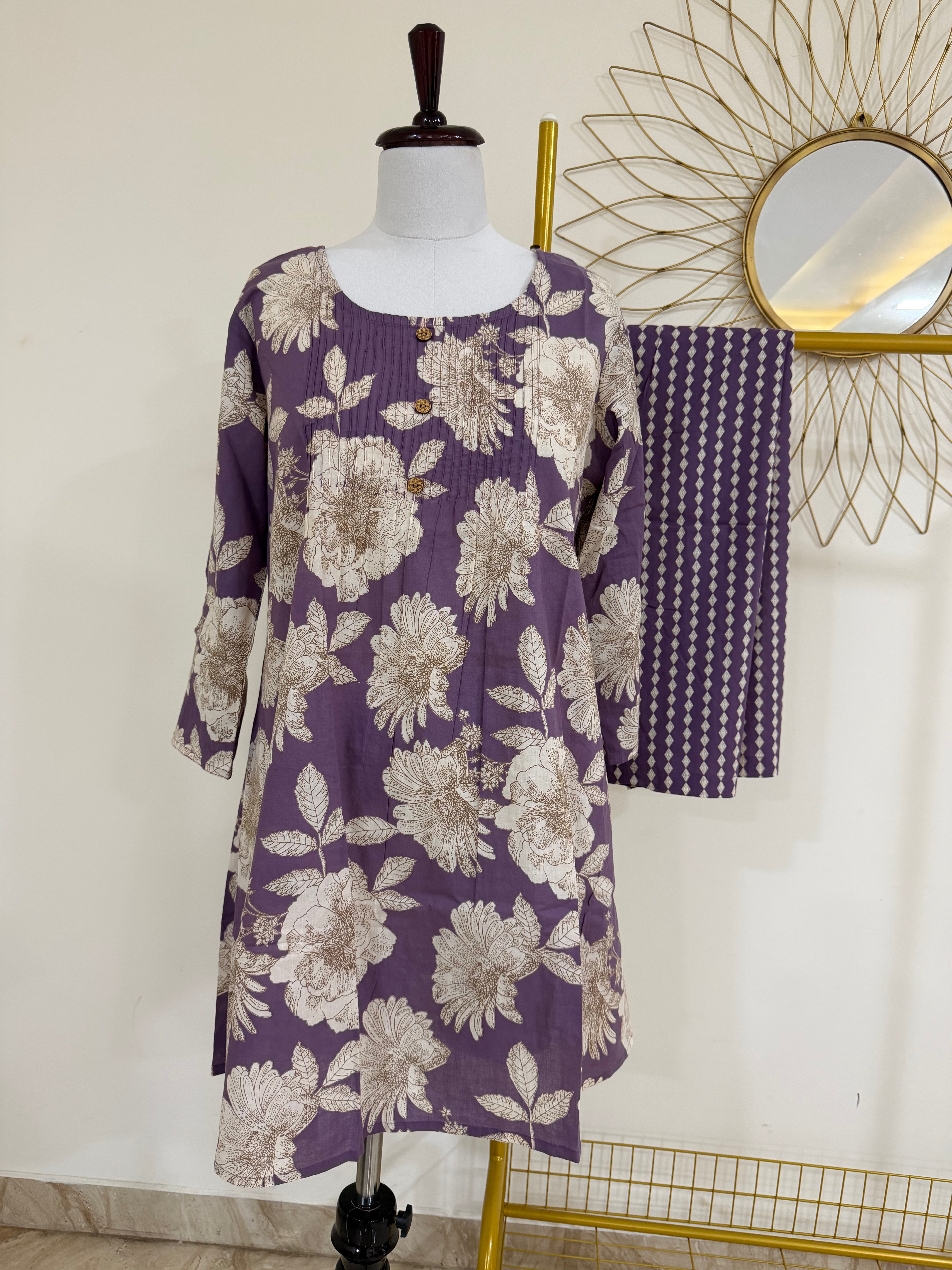 Purple Printed Cotton Co-ord Set