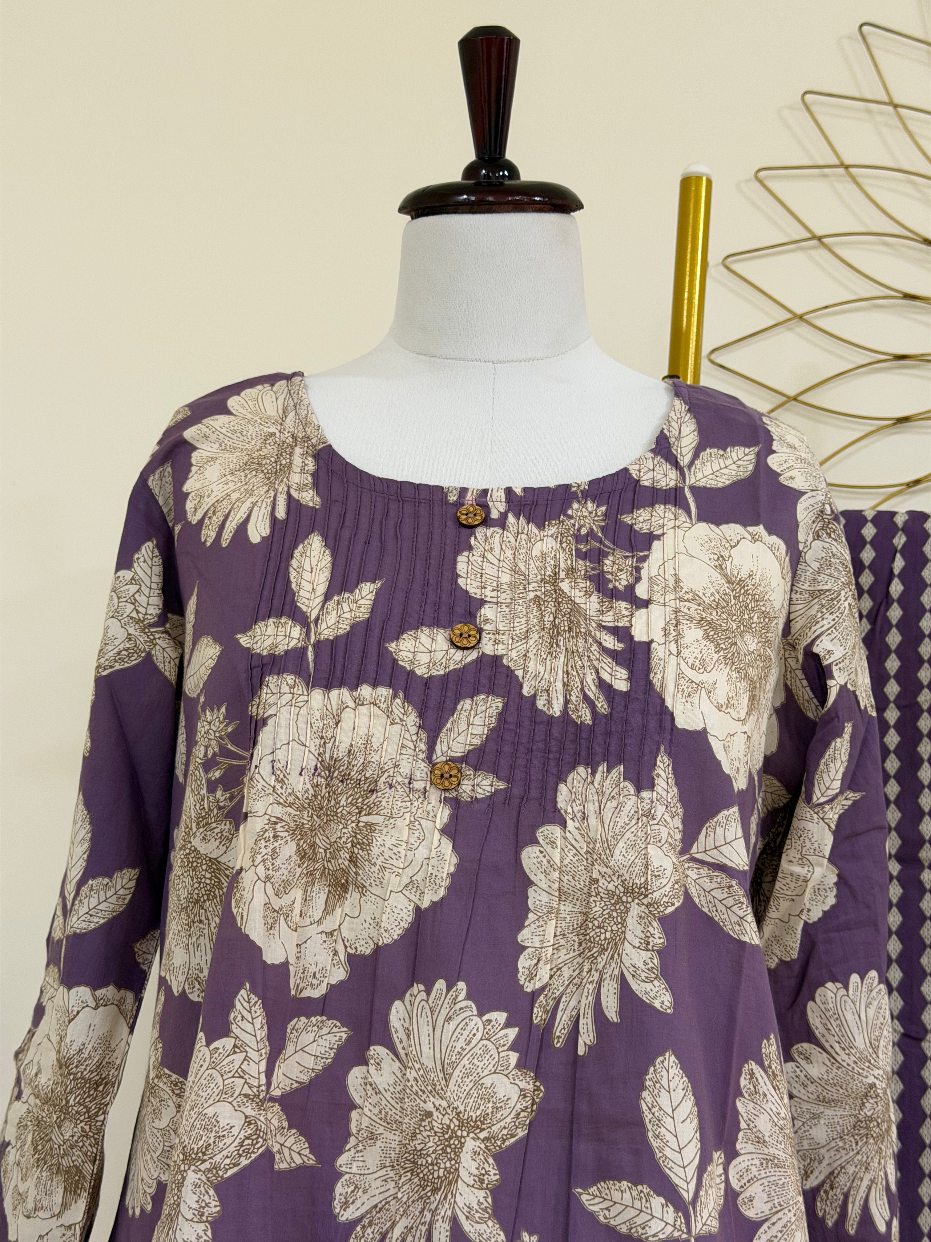 Purple Printed Cotton Co-ord Set