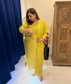 Lemon Green Embroidered 3-Piece Suit Set with All-Over Motifs