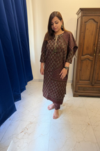 Deep Maroon Cotton 3-Piece Everyday Wear Suit Set