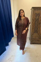 Deep Maroon Cotton 3-Piece Everyday Wear Suit Set