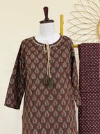 Deep Maroon Cotton 3-Piece Everyday Wear Suit Set