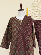 Deep Maroon Cotton 3-Piece Everyday Wear Suit Set