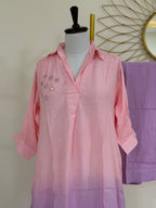 Pink & Purple Ombre Embroidered Co-ord Set with Mirror Work