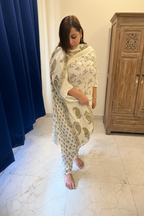 White & Purple Angrakha Cotton 3-Piece Suit Set