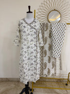White & Purple Angrakha Cotton 3-Piece Suit Set