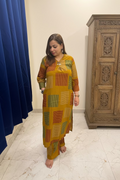 Mustard Cotton Co-ord Set with Designer Neckline
