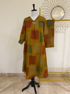 Mustard Cotton Co-ord Set with Designer Neckline