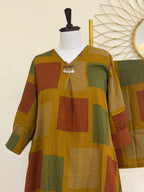 Mustard Cotton Co-ord Set with Designer Neckline