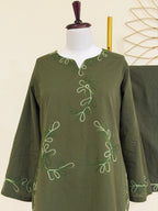 Olive Green Co-ord Set with Organic Thread Work