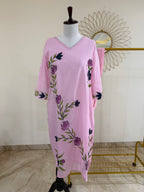 Baby Pink Mul Cotton Hand-Painted 3-Piece Suit Set