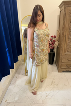 Ivory Embroidered Sleeveless 3-Piece Suit Set