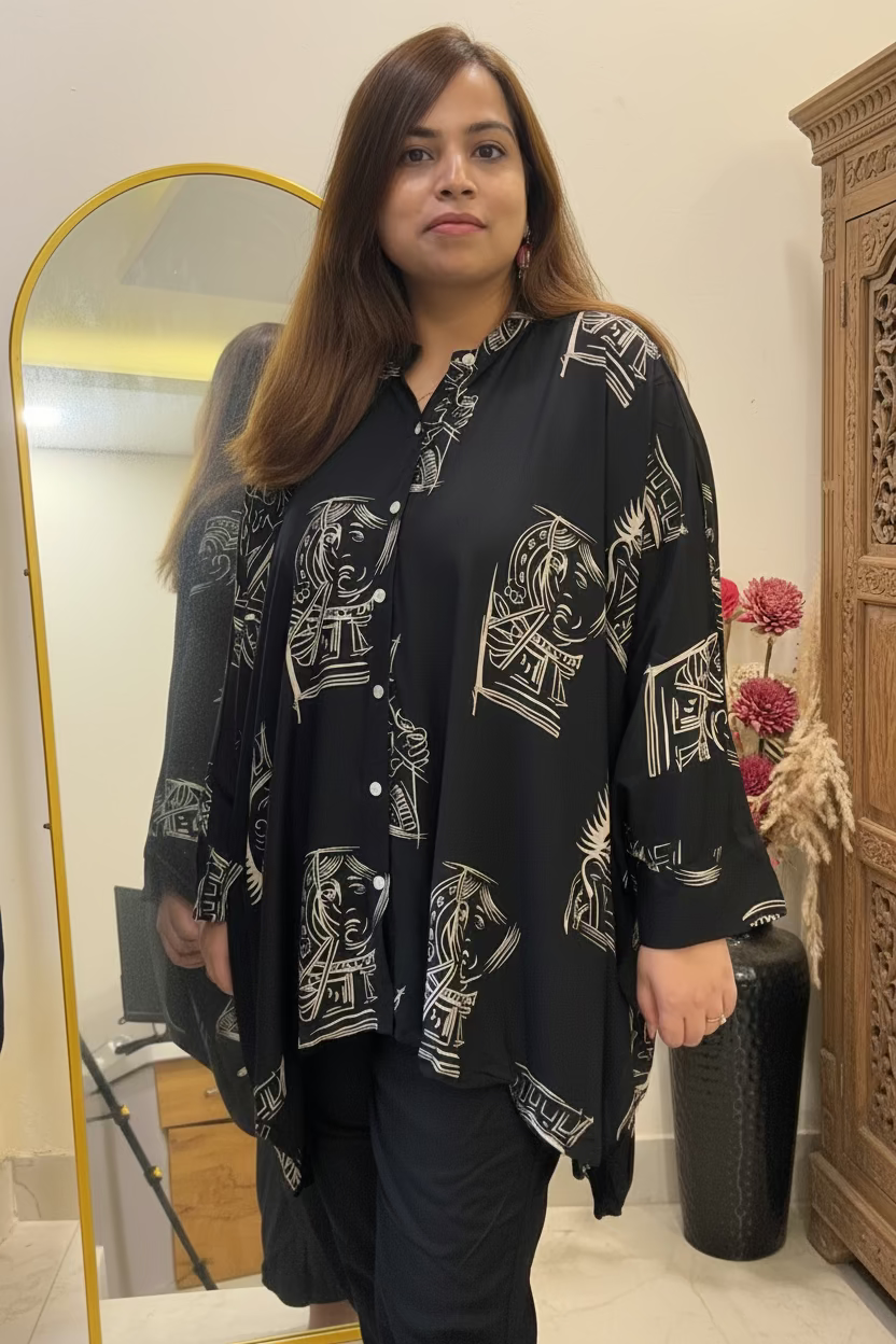 Black Rayon Co-ord Set