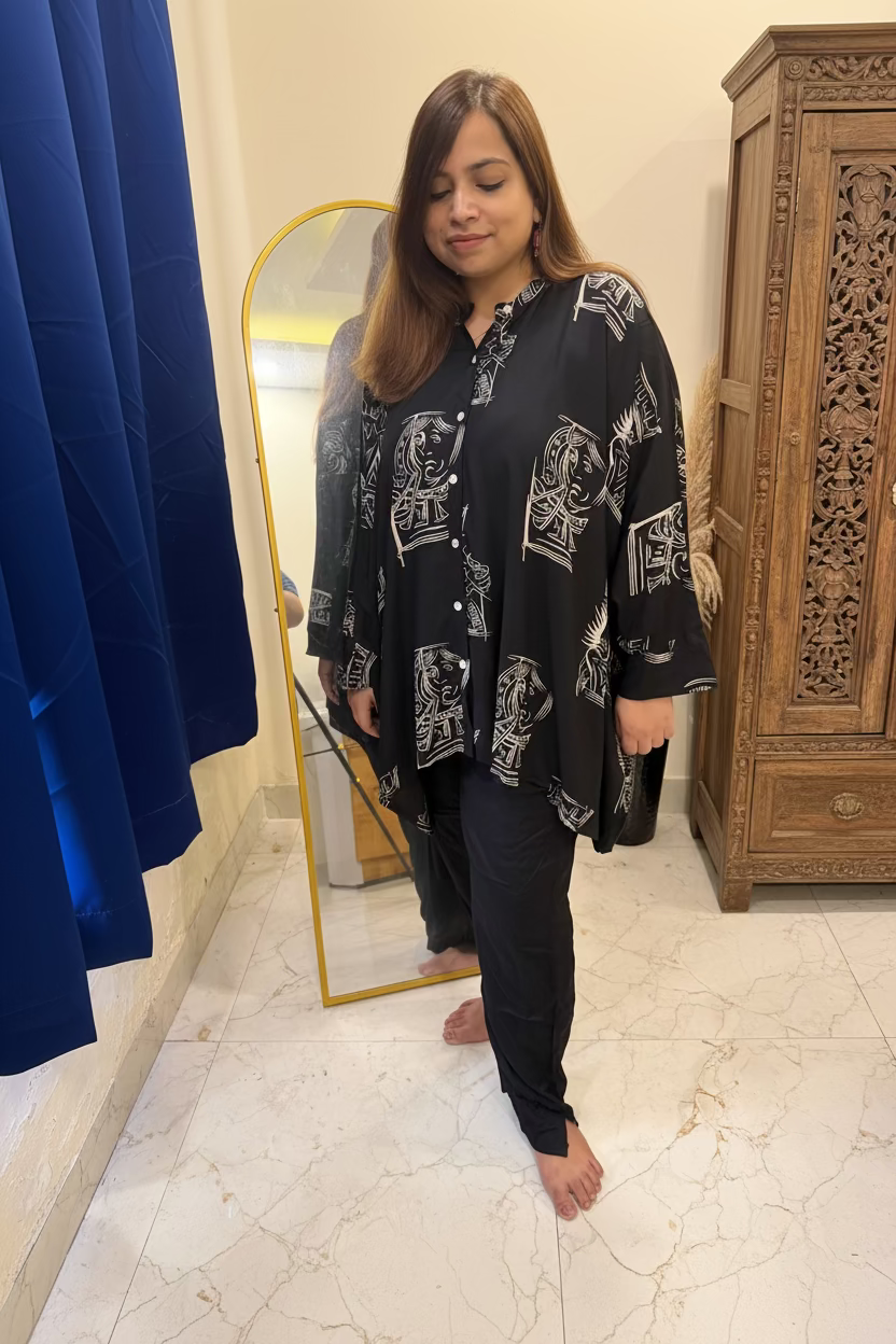 Black Rayon Co-ord Set