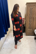 Black & Red Cotton 3-Piece Everyday Suit Set
