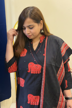 Black & Red Cotton 3-Piece Everyday Suit Set