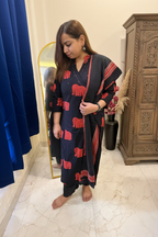 Black & Red Cotton 3-Piece Everyday Suit Set